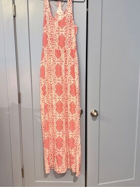 Parker Red and White Patterned Maxi Dress- Size S